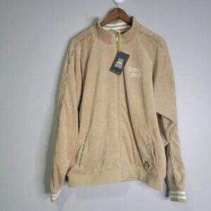 Teddy Fresh Velour Full Zip Track Jacket Lined Size 2XL Beige‎ NWT